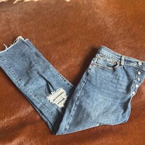 Levi's Blue Distressed Ankle Jeans